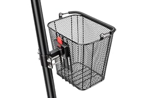 CXWXC Scooter Basket with Handle- Quick Release Front Bike Basket for E-Scooters - Bicycle Baskets with Fixed Bracket Fits Folding Bikes, Kick and Knee Scooters
