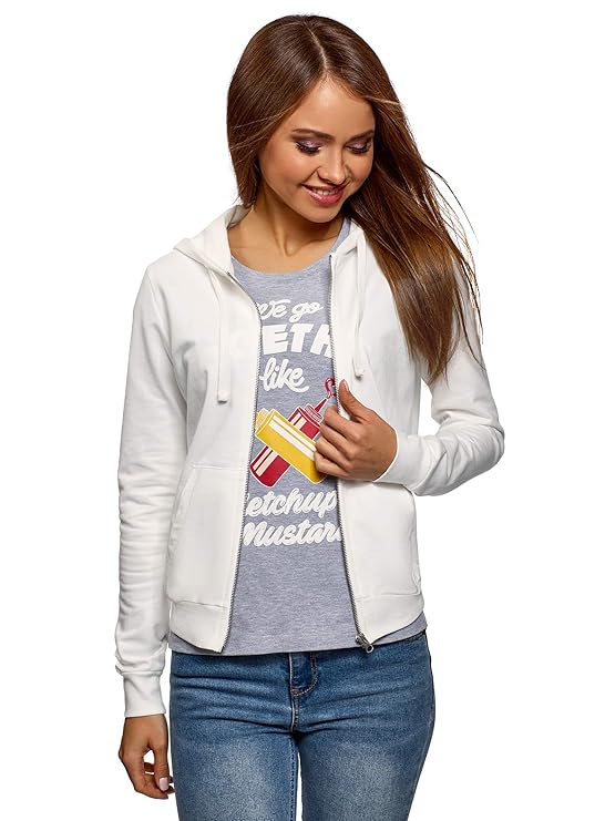 oodji Ultra Damen Kapuzenshirt mit Reißverschluss