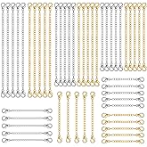 winee 30pcs Chain Extenders for Necklace, Necklace Extenders for Women Girls Bracelet Anklet Extender Stainless Steel Chain Extenders for Jewelry Making 2in 3in 4in 5in 6in (15 Gold, 15 Silver)