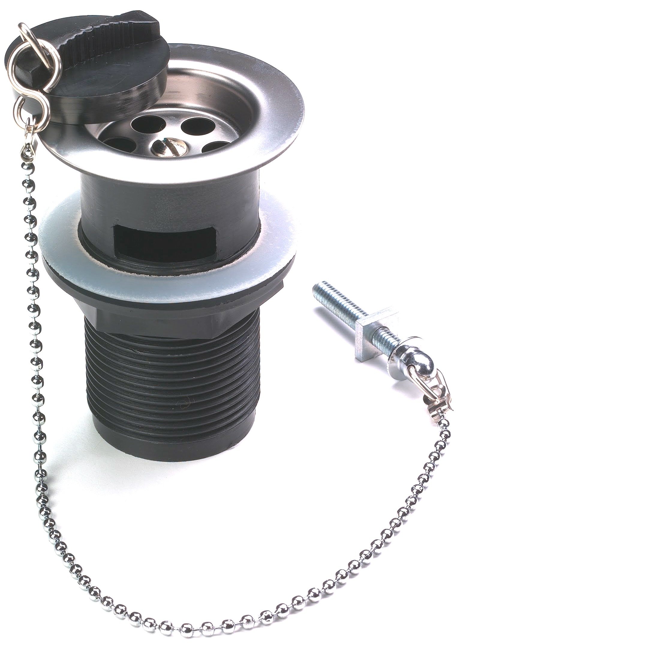 Merriway BH03052 Plastic Slotted Basin Waste with Plug and Chain, 32mm