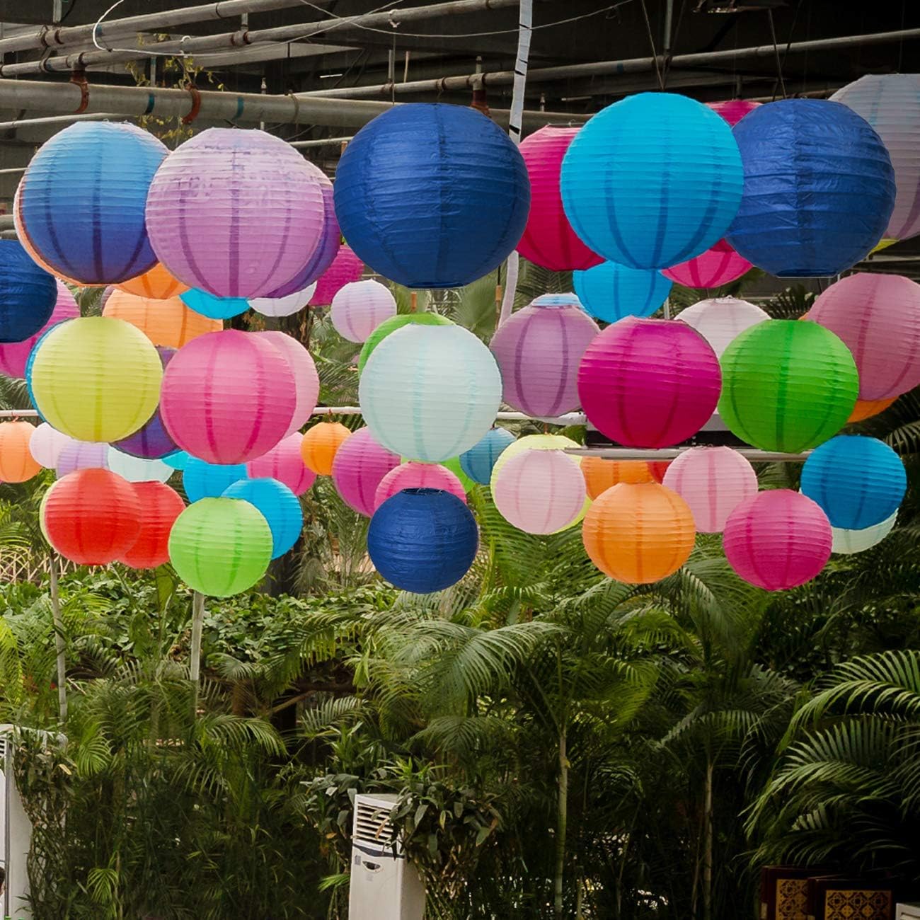 LIHAO Round Paper Lanterns - 10 PCS (6''/8''/10''/12'') Blue Hanging Lanterns for Wedding Birthday, Party Decoration - Image 5