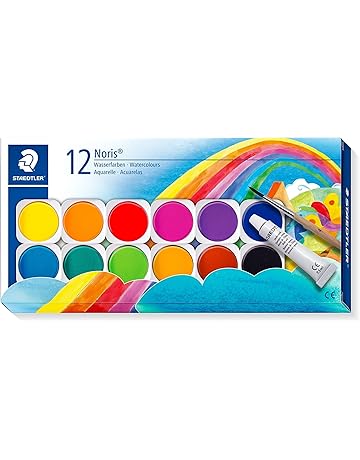 Staedtler Noris Club 888 NC12. Acuarelas para colorear. Caja con 12 pastillas de colores