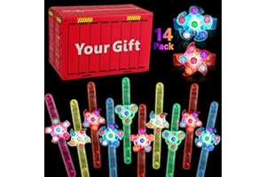 BSTDECOR 14 Pack LED Light Up Fidget Spinner Bracelets, Party Favors for Kids 4-8 8-12 Christmas Stocking Stuffers Glow in The Dark Party Supplies Birthday Xmas Gifts Goodie Bag Classroom Prizes