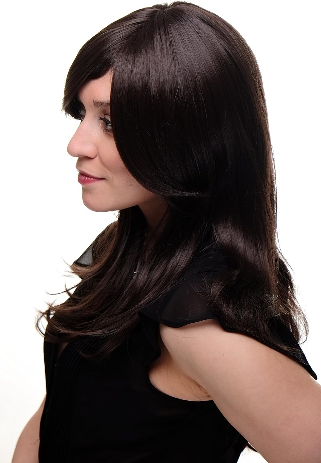 WIG ME UP GFW1859-6 Lady Quality Wig natural beautiful dark medium brown parting fringe long straight 24inch - Image 3