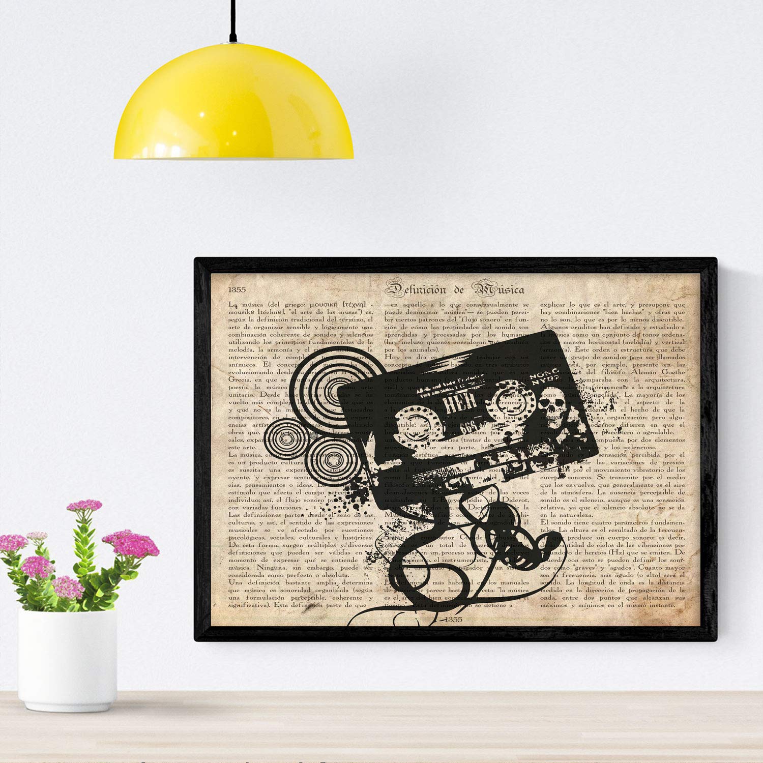 Nacnic Poster Cassette Tape punk. music sheets with definitions for interior decoration. A4 size