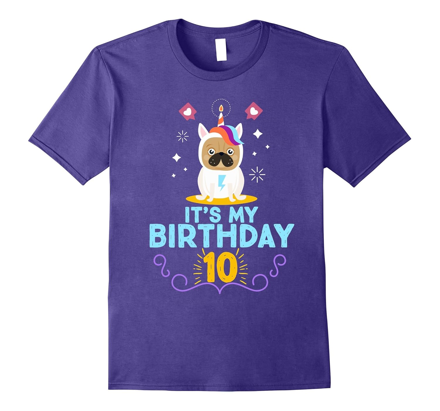 It's My 10th Birthday Funny Pug Dog Lovers Novelty Shirt-ANZ