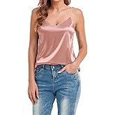 VIDUSSA Women's Silk Camisole Tops V Neck Tank Tops Satin Cami Shirts Sleeveless Blouses