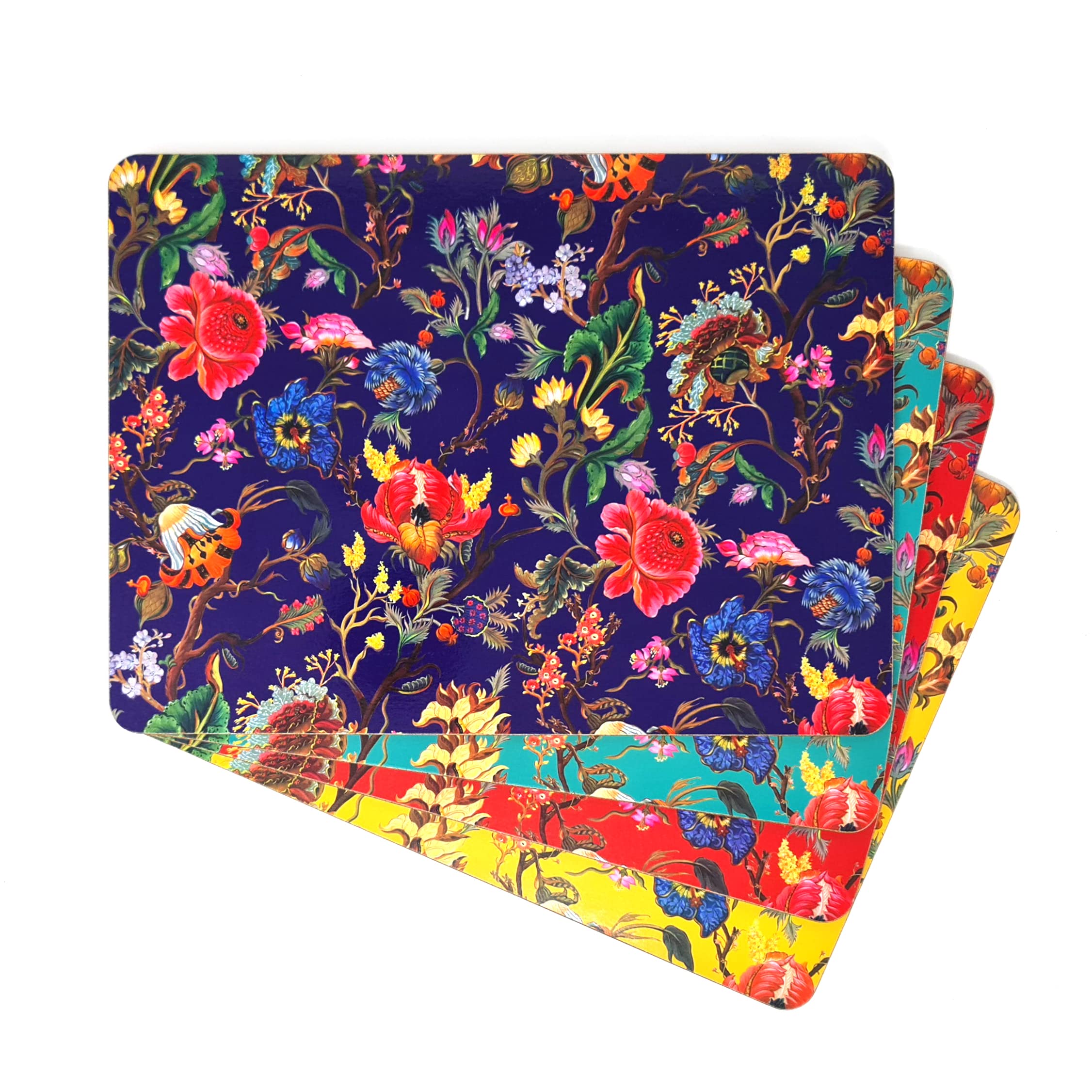 Lesser & Pavey Set of 4 Placemats William Morris Anthina Bright Floral Flowers Assorted Colour, 29 x 22 centimeter