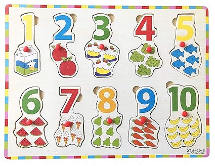 FunBlast Wooden Colorful Learning Educational Board for Kids with Knobs, Educational Learning Wooden Board Tray, Size- 30 X 22 cm, Available in 4 Different Variants (0 to 10)