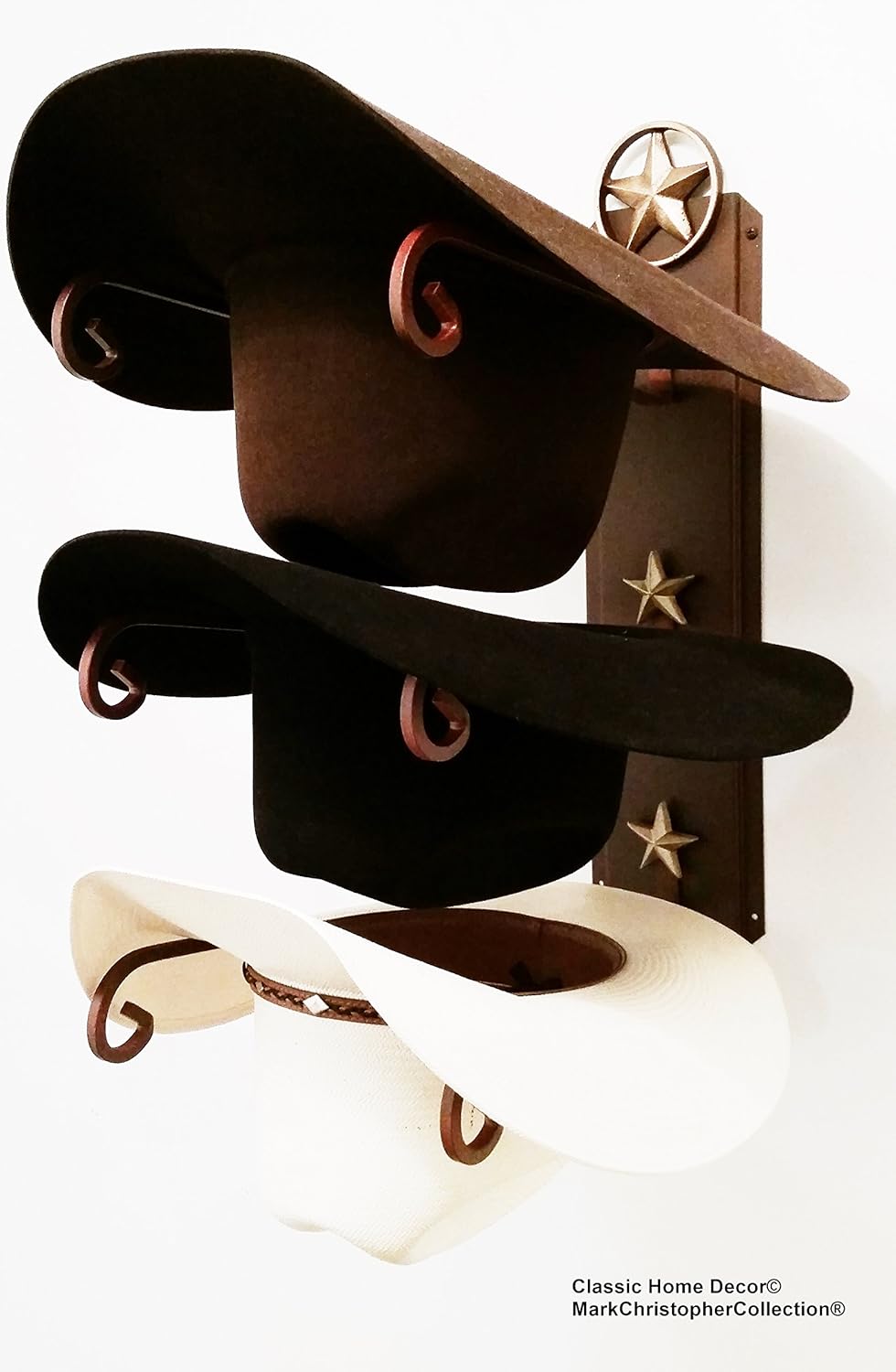 western hat racks on Home Kitchen Mark Christopher Collection American Made Cowboy Hat Holder Lone Star Rust With Gold Stars Clothing Closet Storage