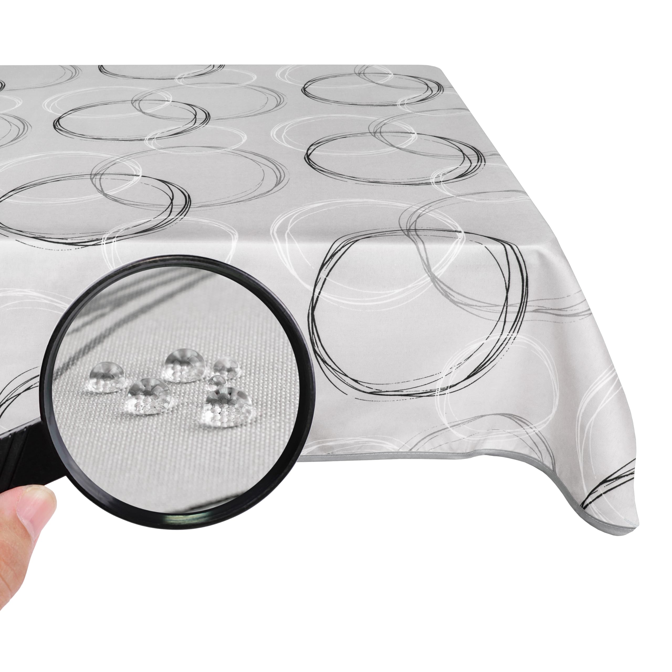 Valia Home® tablecloth with Teflon coating for indoor & outdoor use in 6 designs | tablecloth is washable water & dirt repellent thanks to reliable lotus effect | 140 x 180 cm grey — image 1
