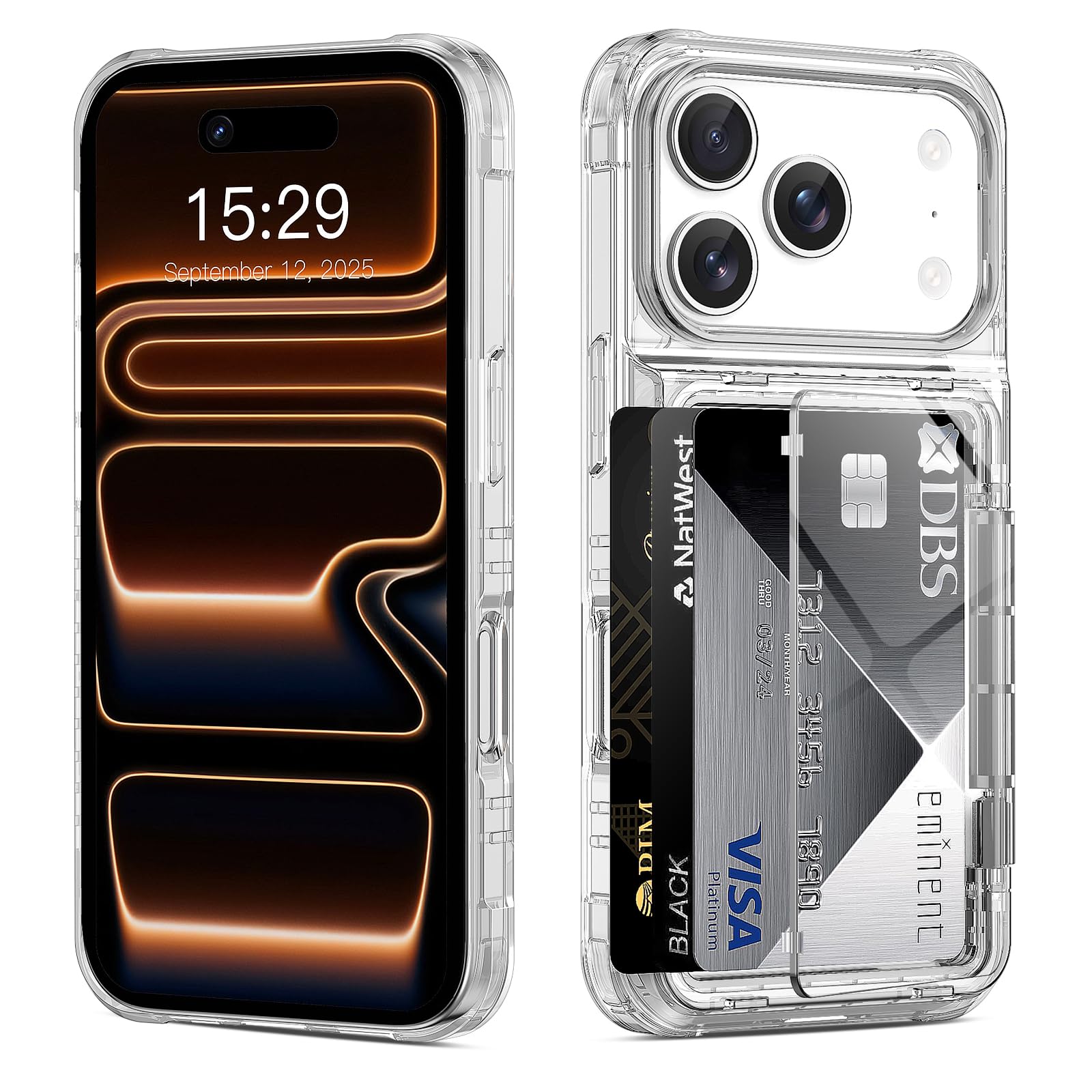 Photo 1 of ACANDYA for iPhone 17 Pro Case Wallet Clear Protective Phone Case with Credit Card Holder Heavy Duty Protection Shockproof Anti-Scratch Anti-Yellow Cover for iPhone 17 Pro 6.3 inch Transparent