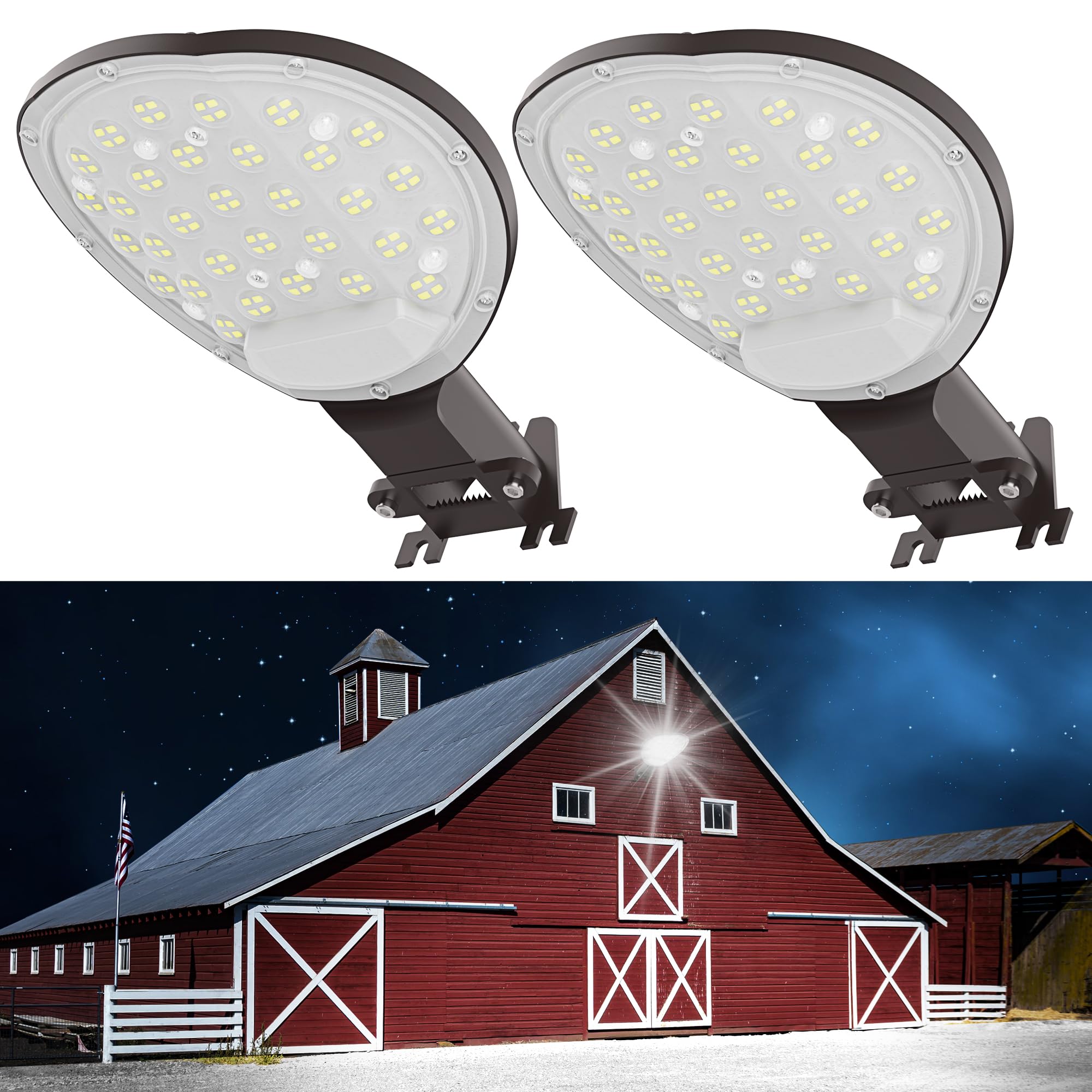 Photo 1 of 2-Pack LED Barn Light 150W, Outdoor Dusk to Dawn Area Lights With Photocell 15000LM 6500K Daylight IP65 Waterproof Street Lights for Farmhouse, Garage, Yard, Warehouse Security Lighting