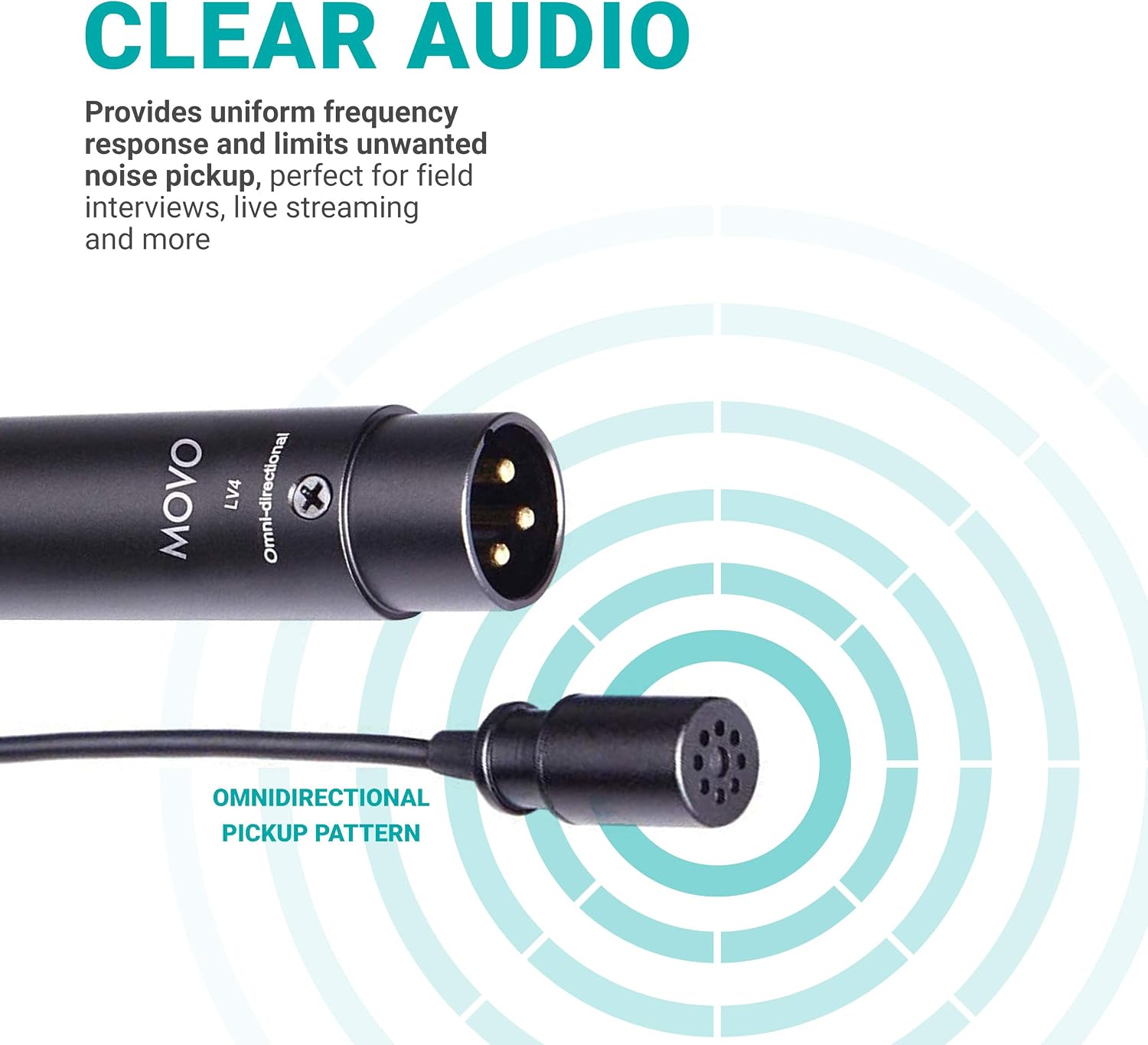 Movo LV4-O2 XLR Phantom Power Lavalier Omnidirctional Microphone, with Lapel Clips and Windscreens (2 Pack) - Image 5
