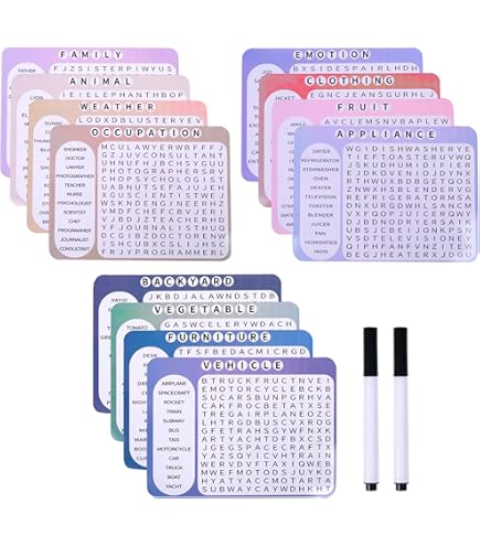 12 Pcs Word Search Books For Dementia & Alzheimer's Patients - Large Print, Reusable, With Erasable Markers, Senior Activities 11 thumbnail image