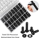 FandWay 720Pcs Bolts Nuts Set M3 M4 M5 M6 Button Head Screws 10.9 ISO 7380 view 2