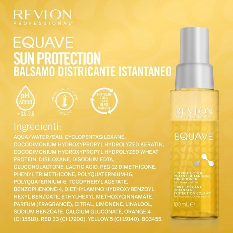 Equave Sun Protection Bi-Phase Detangling Conditioner, Protezione UV Per Capelli, Protezione Solare Per Capelli, Balsamo Senza Risciacquo Sole Con Protezione, Districante – 100ml