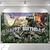 Avezano Dinosaur Birthday Backdrop Jurassic Dinosaur Theme Happy Birthday Banner Jurassic Jungle Party Decorations for Boys 70.8 x 43.3 Inch Photo Backdrop