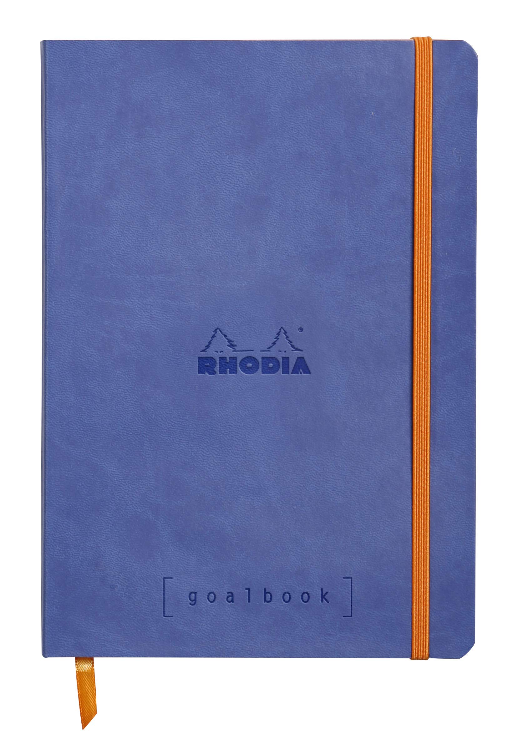 RHODIA 117748C - Notebook Bullet Journal Goalbook Sapphire - A5 14,8x21cm - Dotted - 240 pages - Ivory 90 g/m² paper - 2 Ribbons, Elastic closure - Leatherette