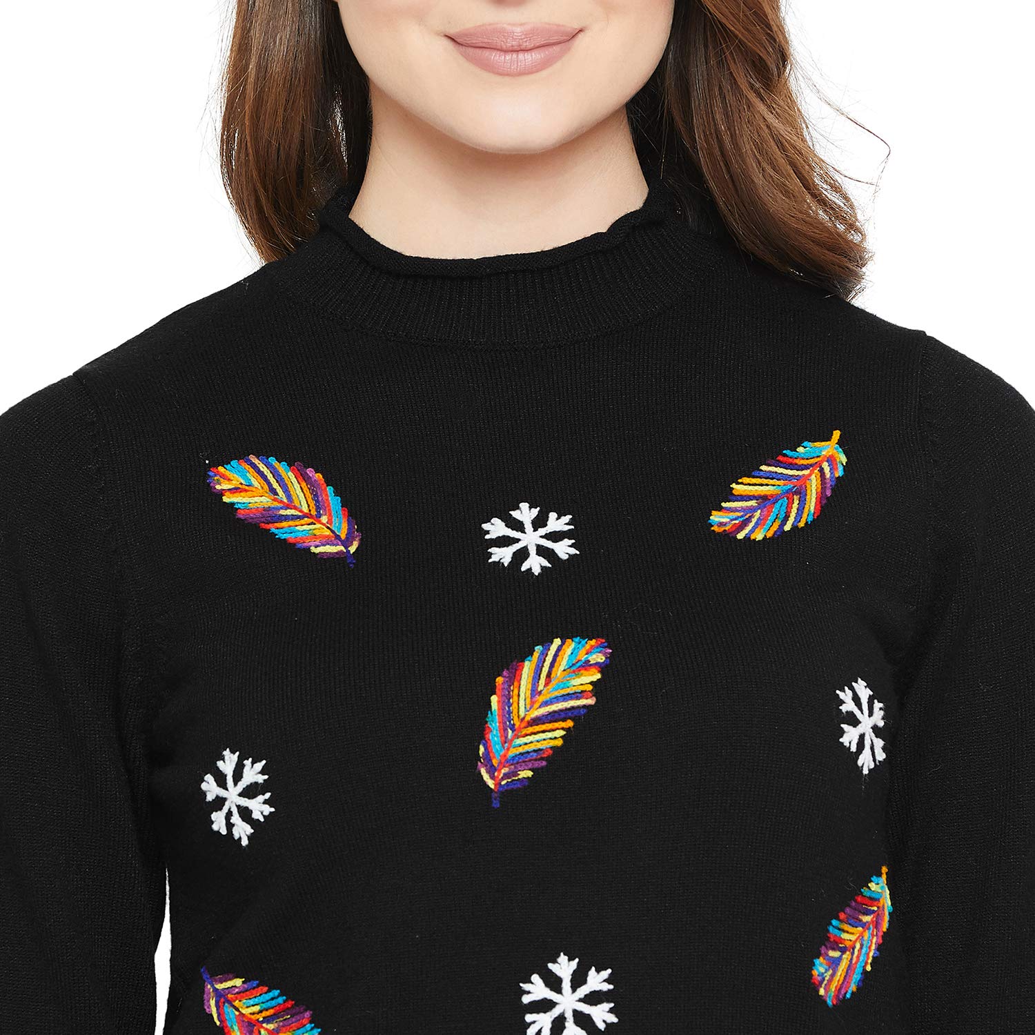 camey women black full sleeve woolen top