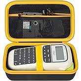 Case Compatible with Brother for P-Touch PTH110BP/ PTH110/ Pro PT-H111/ PTE110 Portable Label Maker, Storage Holder Carrying Organizer for Label Tapes, AC Adapter, Charging Cables -Yellow Zipper
