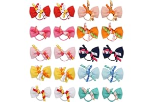 Ayesha 20pcs Toddler Girl Bows Hair Ties Curly Korker Bow Ponytail Holders Pigtail Bows Elastics Rubber Bands with Bow School Girls Hair Accessories