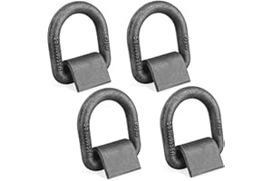 JOYOKYOPK 4 Pack Heavy Duty Weld On D-Ring for Trailer 3/8 Inch Max Break Strength 5000 LBS. Stake Pocket D Rings Truck Tie Down Anchor, Black (3/8 INCHES)