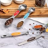 WOVTE Magnetic Measuring Spoons Set of 9 Stainless Steel Dual Sided view 7