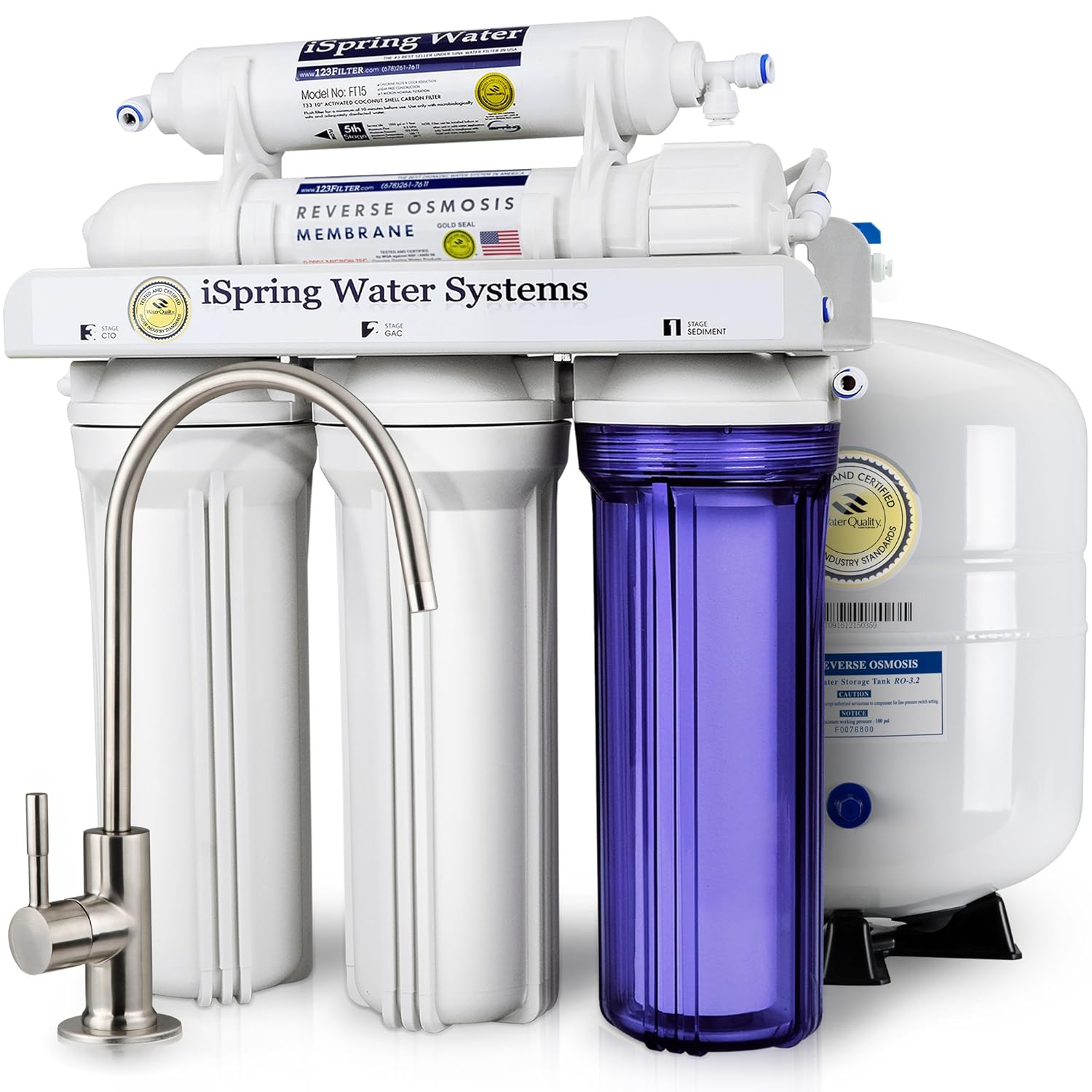 iSpring RCC7 High Capacity Under Sink 5Stage Reverse Osmosis Drinking
