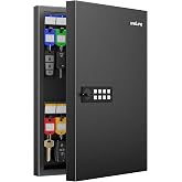 Uniclife 32 Position Key Lock Box, Electronic Wall Mount Key Cabinet | Wider hook spacing fits car fobs, resettable digital code lock, 2 spare keys, writable racks &amp; tags for quick ID, easy mount