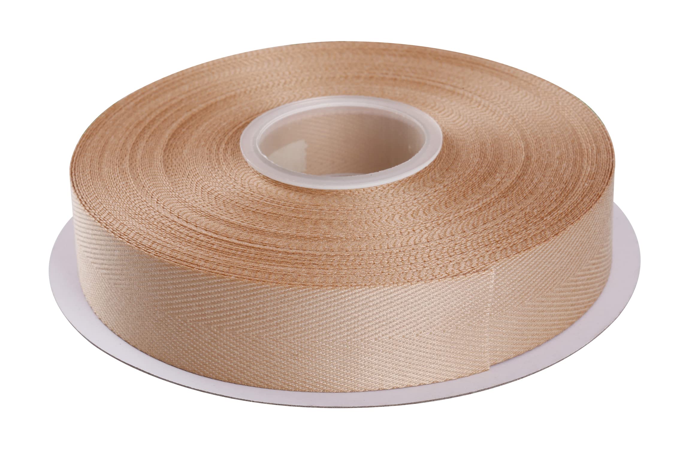 Joycrosso Herringbone Tape Twill Ribbon Soft Handle, Great for Gift Wrapping Craft Sewing, 25mm x 22 Meters - Tan