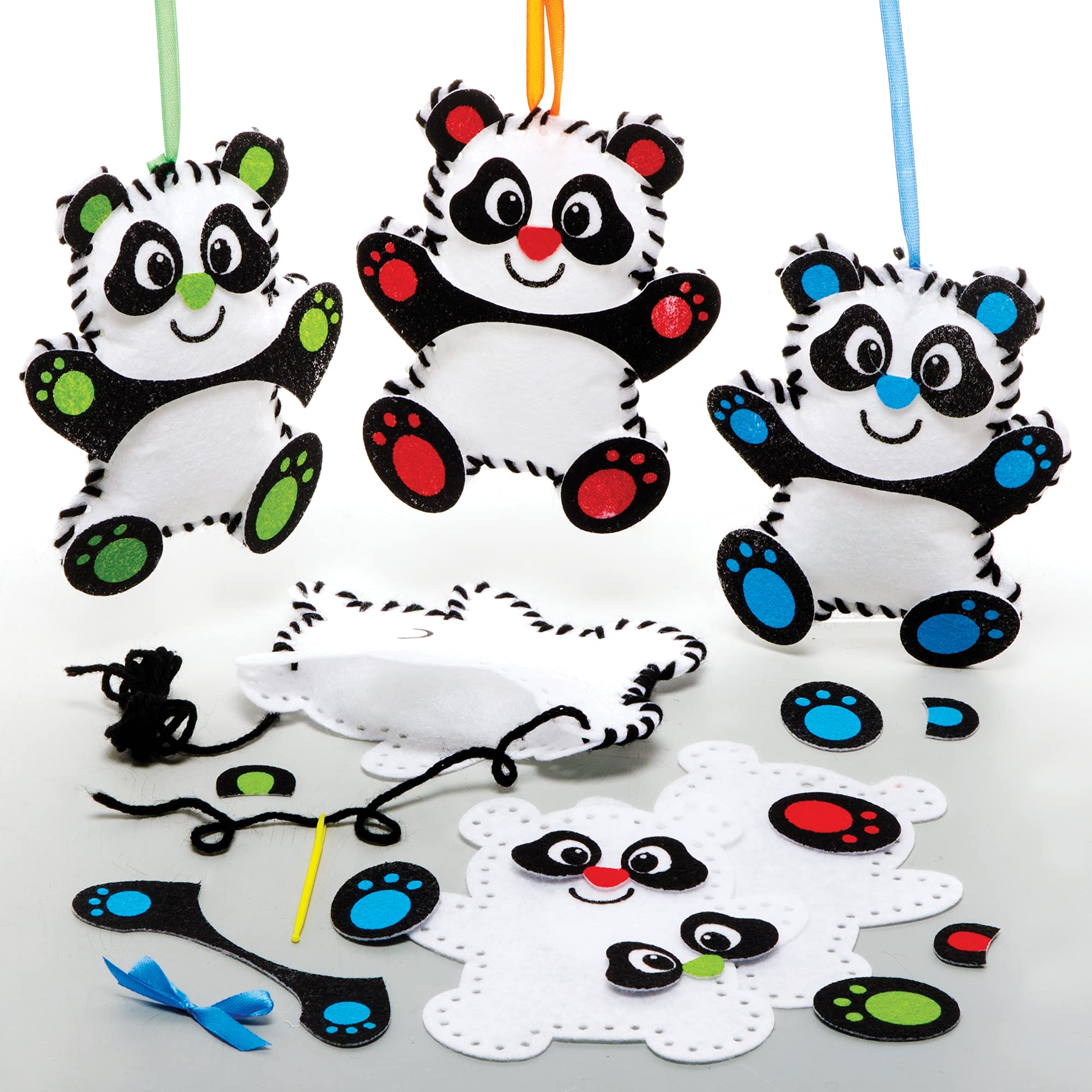 Baker Ross Panda Sewing Kits - Pack of 3, Chinese New Year Craft Kit, Crafts for Kids (FE341)