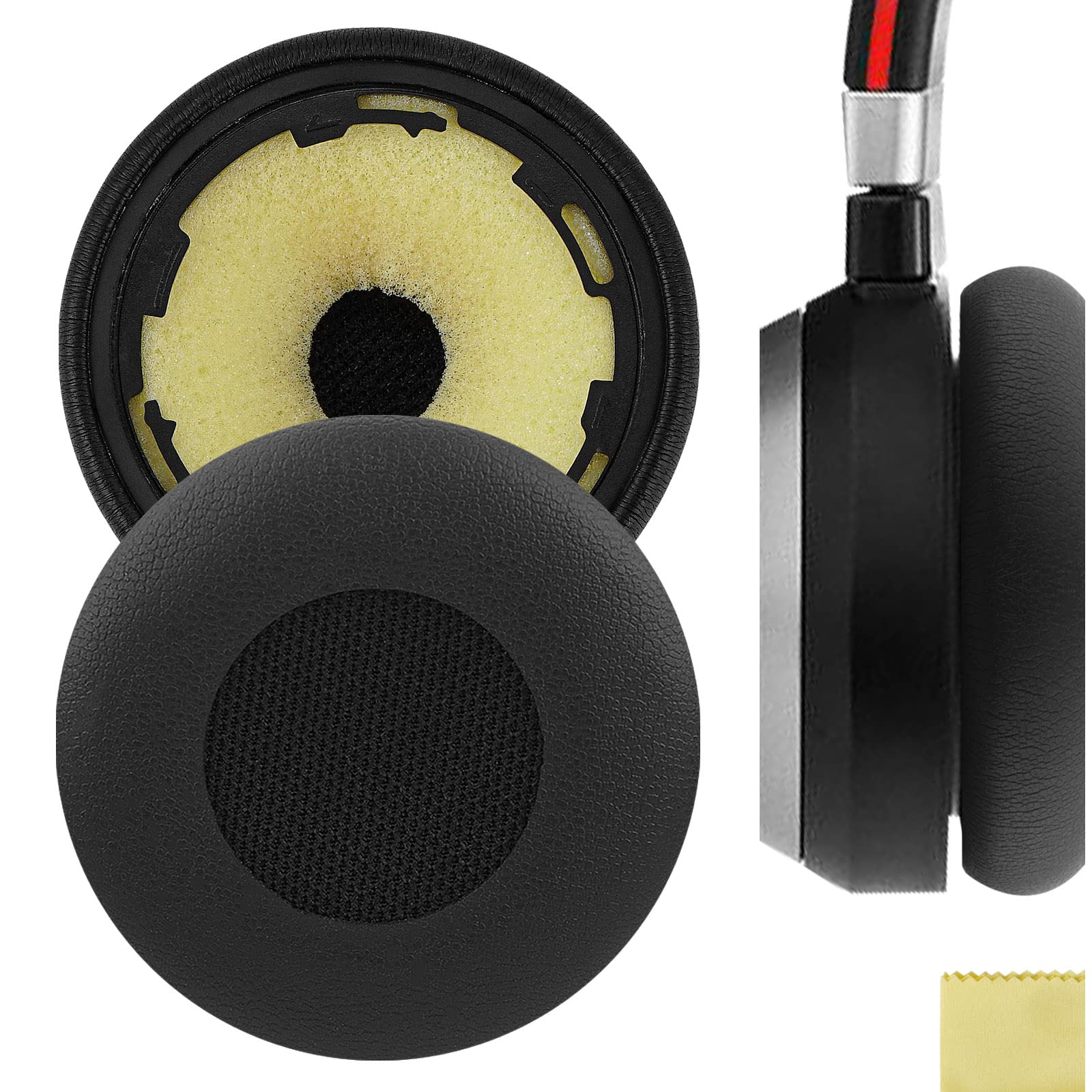 Geekria Replacement Ear Pads for Jabra Evolve 75UC/ 75/75+/ 75MS (Not fit for Jabra Evolve2 75 PC Wireless) Headphones Ear Cushions, Repair Parts (Black)