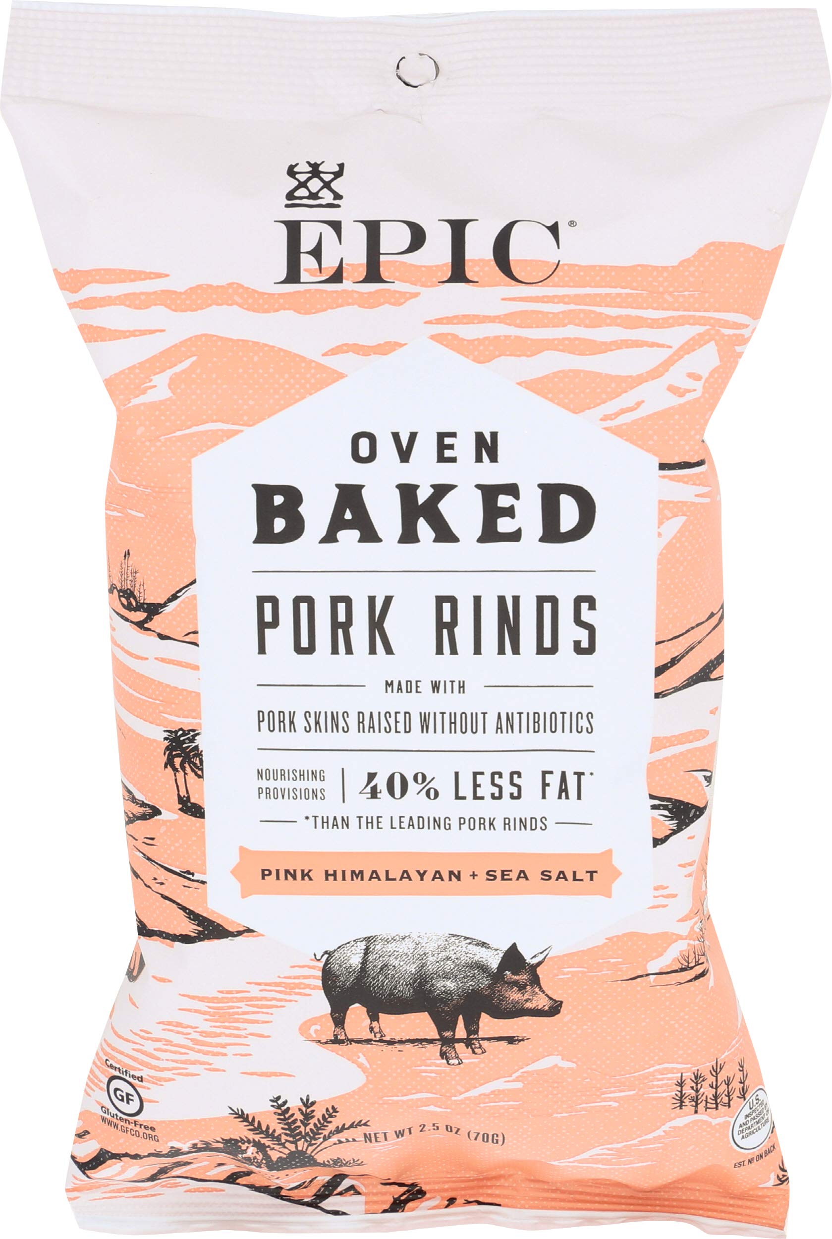 EPIC PROVISIONS Oven Baked Himalayan Sea Salt Pork Rinds, 2.5 OZ (Pack of 6)