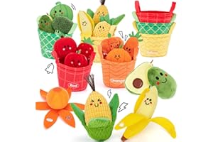 hahaland Baby Toys 6-12 Months - Soft Fruit Vegetable Color Sorting Play Food Toys Sensory Toy with Crinkle Rattle Sounds, Mo