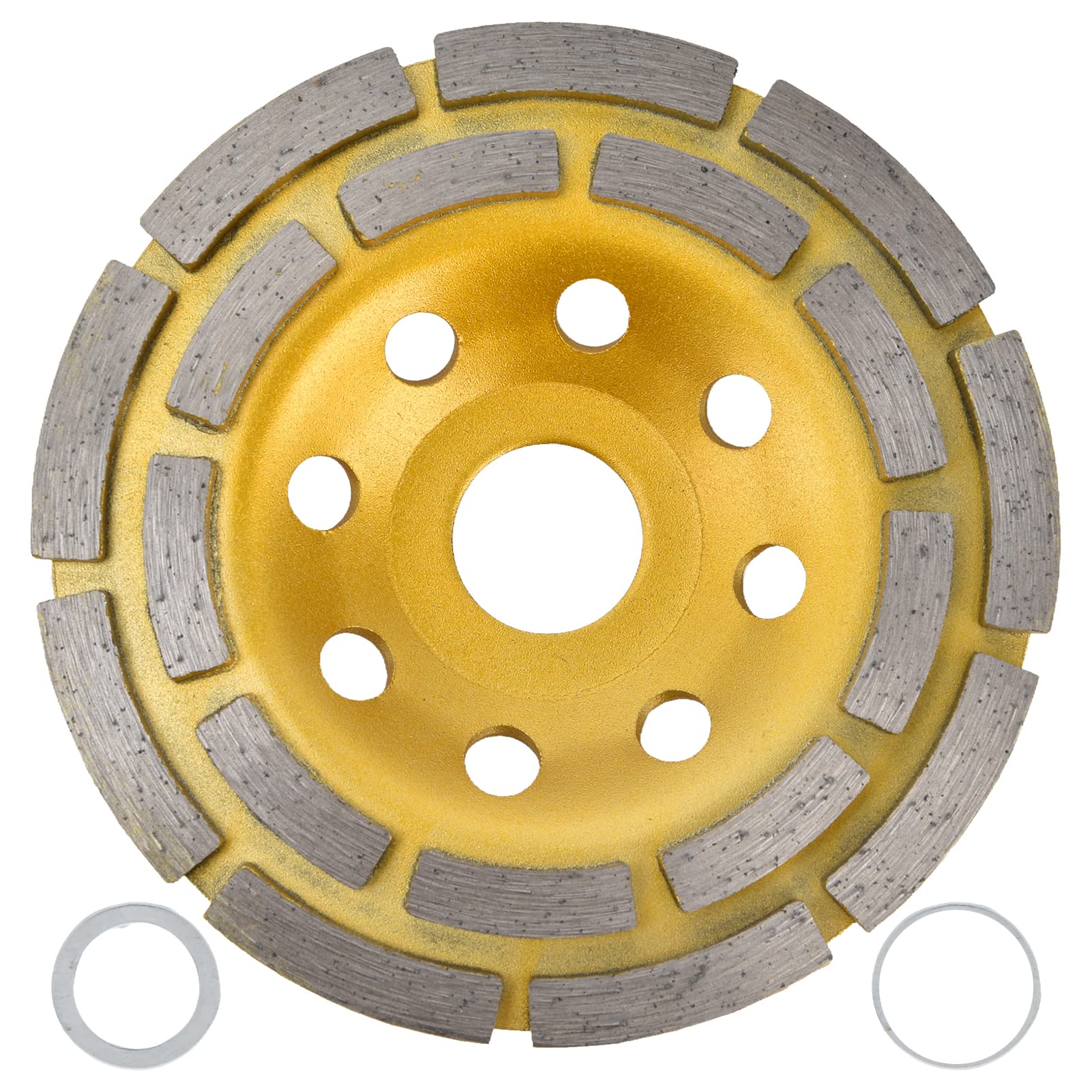 Diamond Cup Grinding Wheel Double Row Concrete Masonry Granite Grinding Wheels Heavy Duty for Angle Grinder Granite Stone Marble Masonry Cement(115mm)