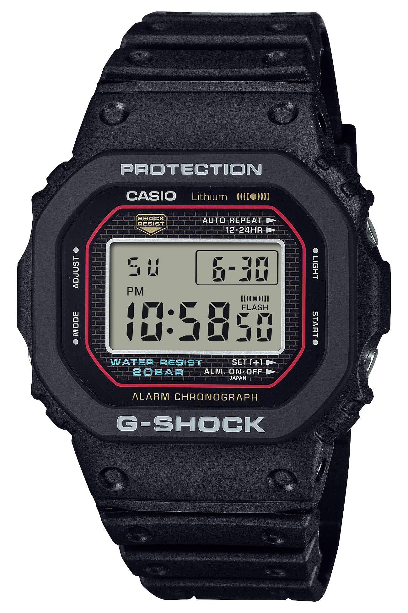 G-SHOCK(ジーショック) Casio DW-5000R-1AJF Men's Wristwatch, Genuine Domestic Product, First Generation G-Shock Reproduction Model, Uses Biomass Plastic, Black, Black