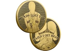 DRDSNLVSI Funny Heads and Tails Challenge Coin – Double-Sided Lucky Token – ‘Heads I Get Tail, Tails I Get Head’ – Humor Gift for Couples, Collectors, Birthdays, and Special Occasions