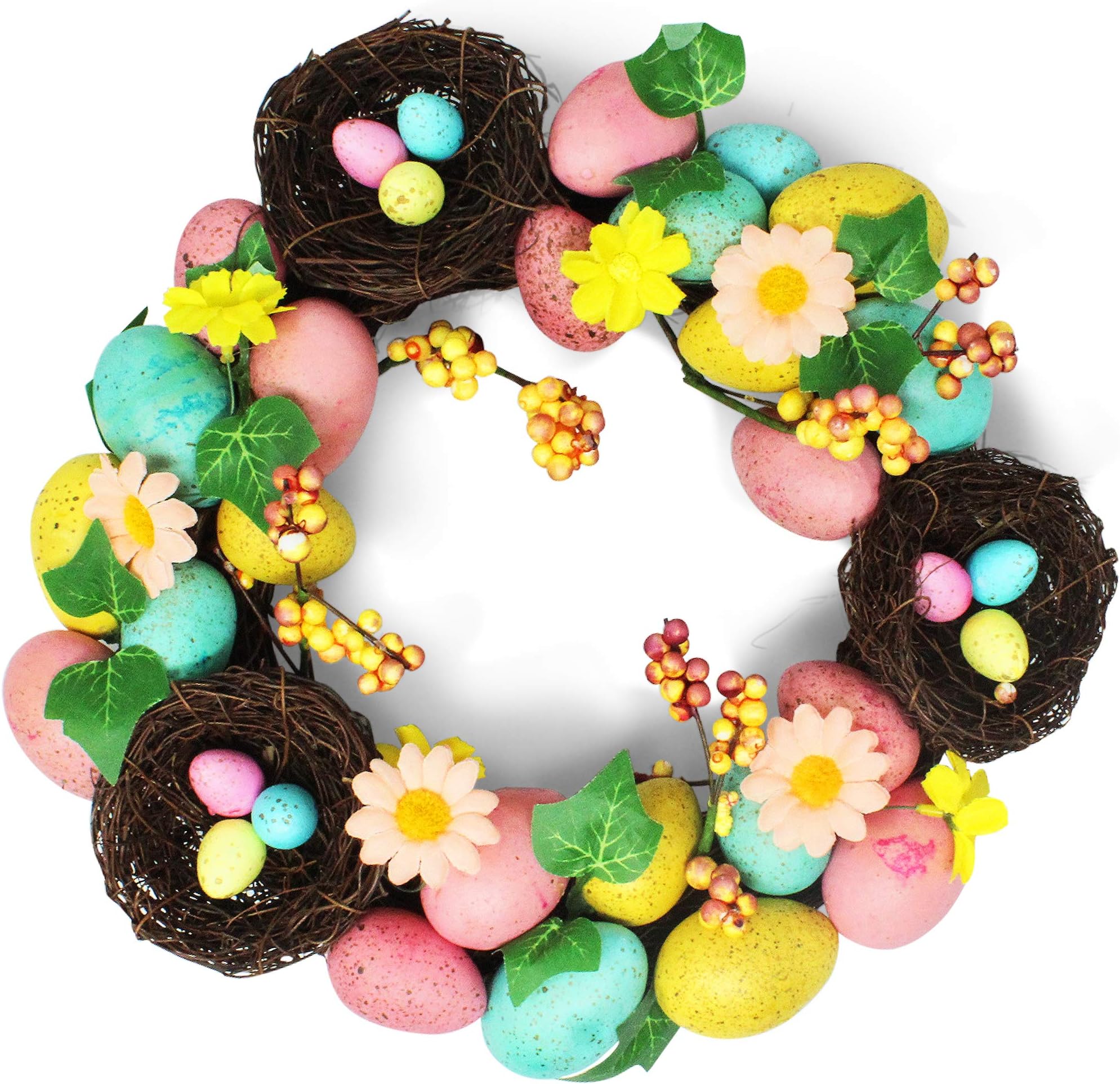 Twiddlers Nest Themed Easter Egg Wreath with Coloured Eggs - Perfect Decoration, hanging display on Easter - Indoor or Outdoor Attractive Decor