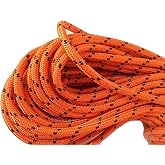 Blue Ox Rope 1/2" Arborist Double Braid Polyester, USA Made, Org/Blk, 150'