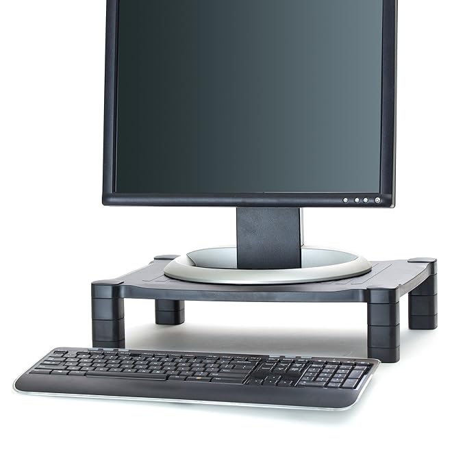 Mind Reader Adjustable Plastic Monitor/Laptop Stand, Black, One size