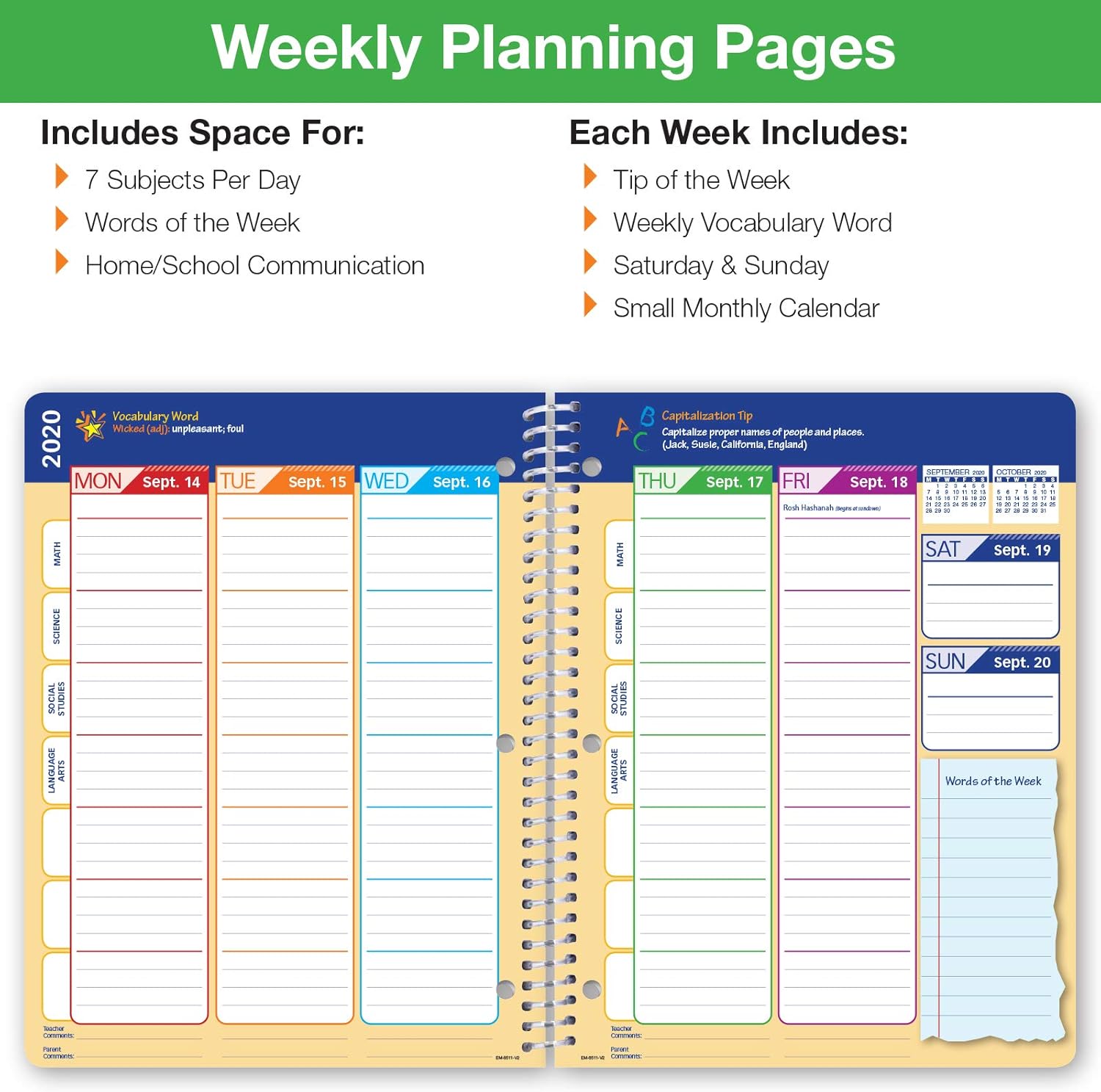 Dated Elementary Student Planner for Academic Year 2020-2021 (Matrix Style - 8.5"x11" - Reach for The Starts Cover) - Ruler/Bookmark and Planning Stickers : Office Products