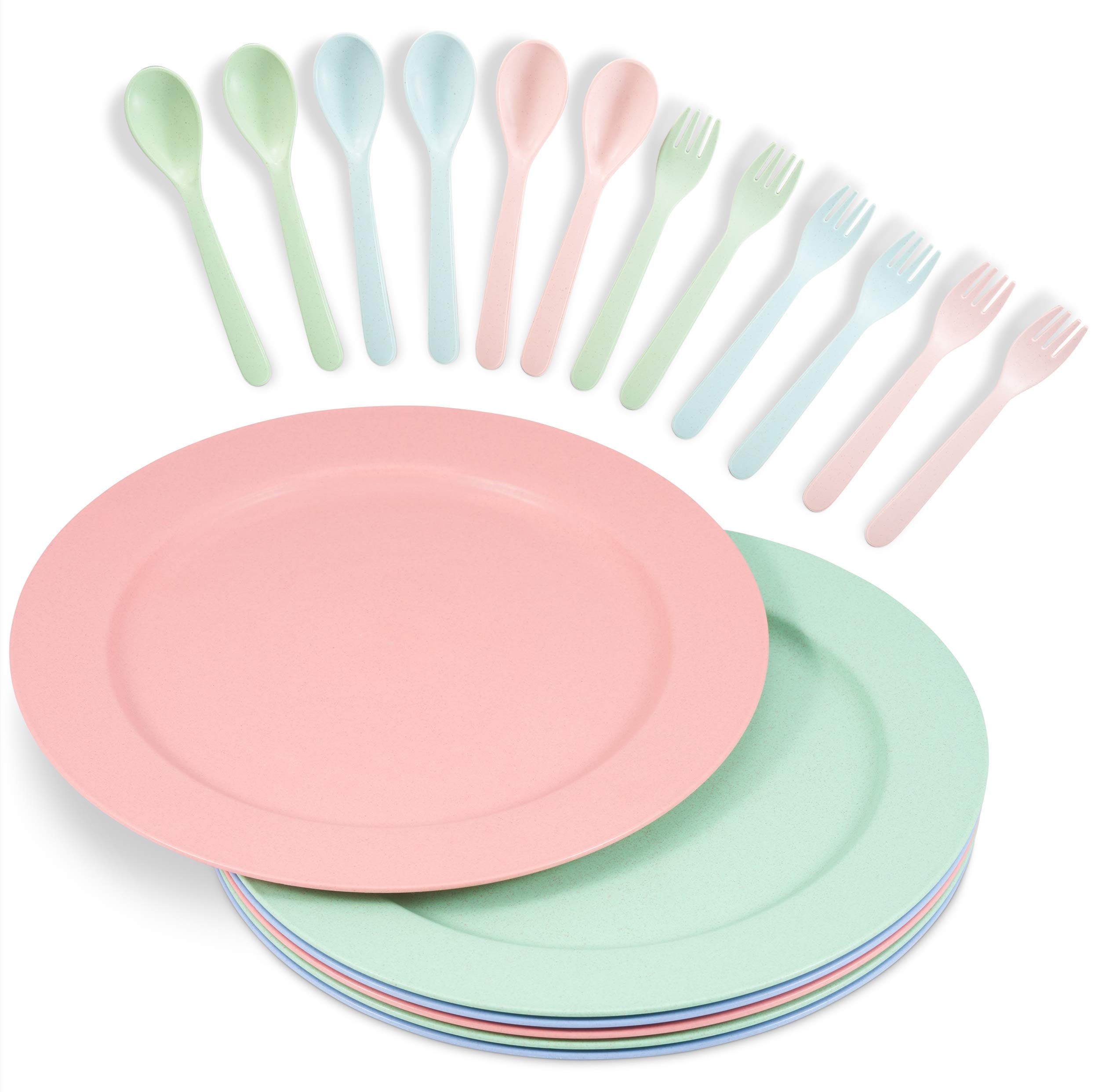 Wheat Straw Plates 10 Inch, Alternative to Bamboo and Melamine Plate Set,  Dishwasher Microwave