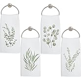 LADOCK Sage Green Eucalyptus Leaves Kitchen Towels, Botanical Hand Towels for Bathroom Decor, Green Leafy Plant Dish Tea Towel for Kitchen Decor, 16x24 Inch Set of 4