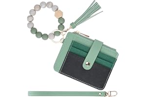 Airkit Keychain Wallet with Bracelet RFID Blocking Wristlet Credit Purse Card Holder, Silicone Bead Tassel Key Ring for Women
