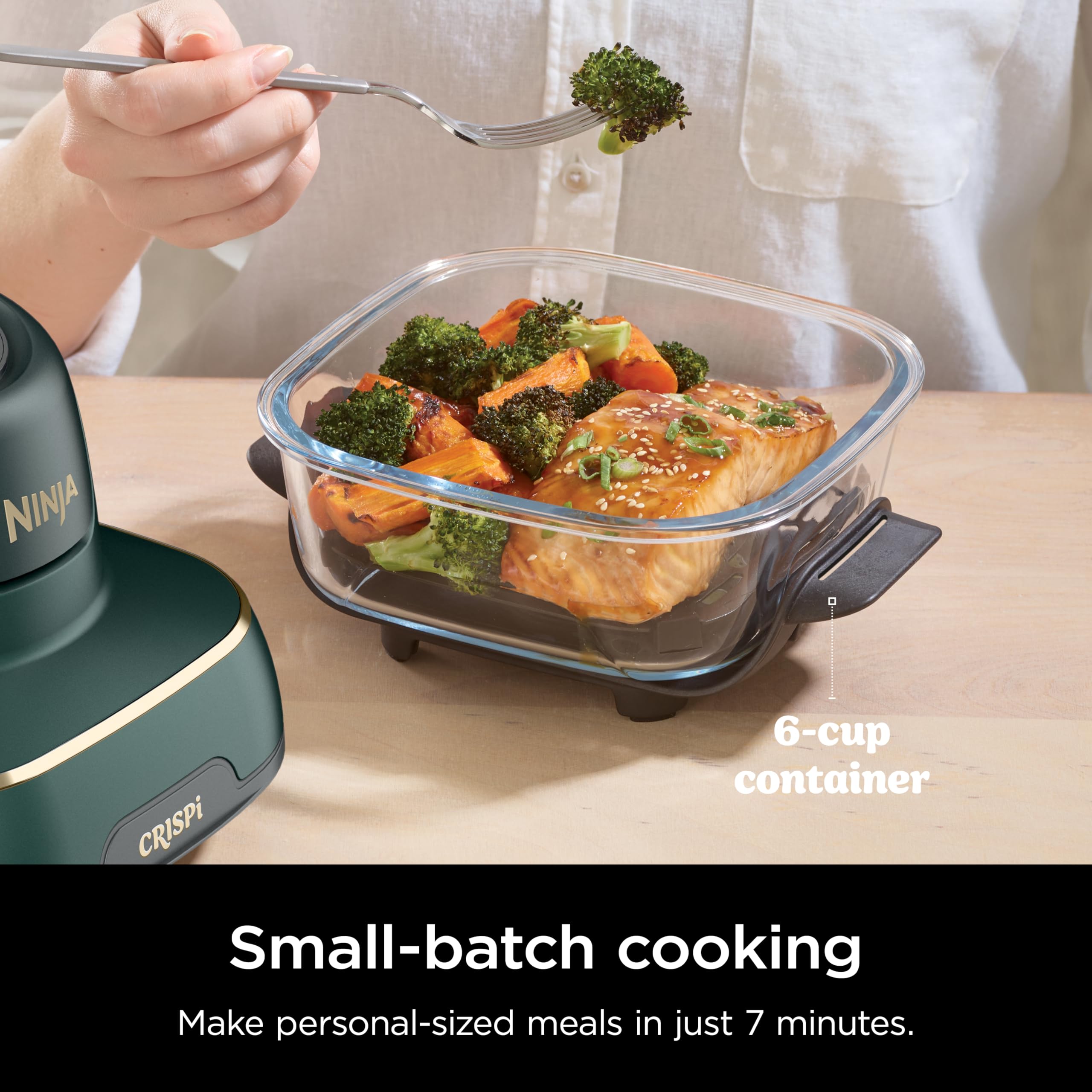 Freidora de aire de vidrio portátil Ninja Crispi 5 en 1, recipientes de vidrio de 4 cuartos, 2.5 cuartos y 6 tazas con platos para verduras y tapas de almacenamiento, apto para microondas, congelador y lavavajillas, verde British Racing, FN103BF Freidora de aire de vidrio portátil Ninja Crispi 5 en 1, recipientes de vidrio de 4 cuartos, 2.5 cuartos y 6 tazas con platos para verduras y tapas de almacenamiento, apto para microondas, congelador y lavavajillas, verde British Racing, FN103BF