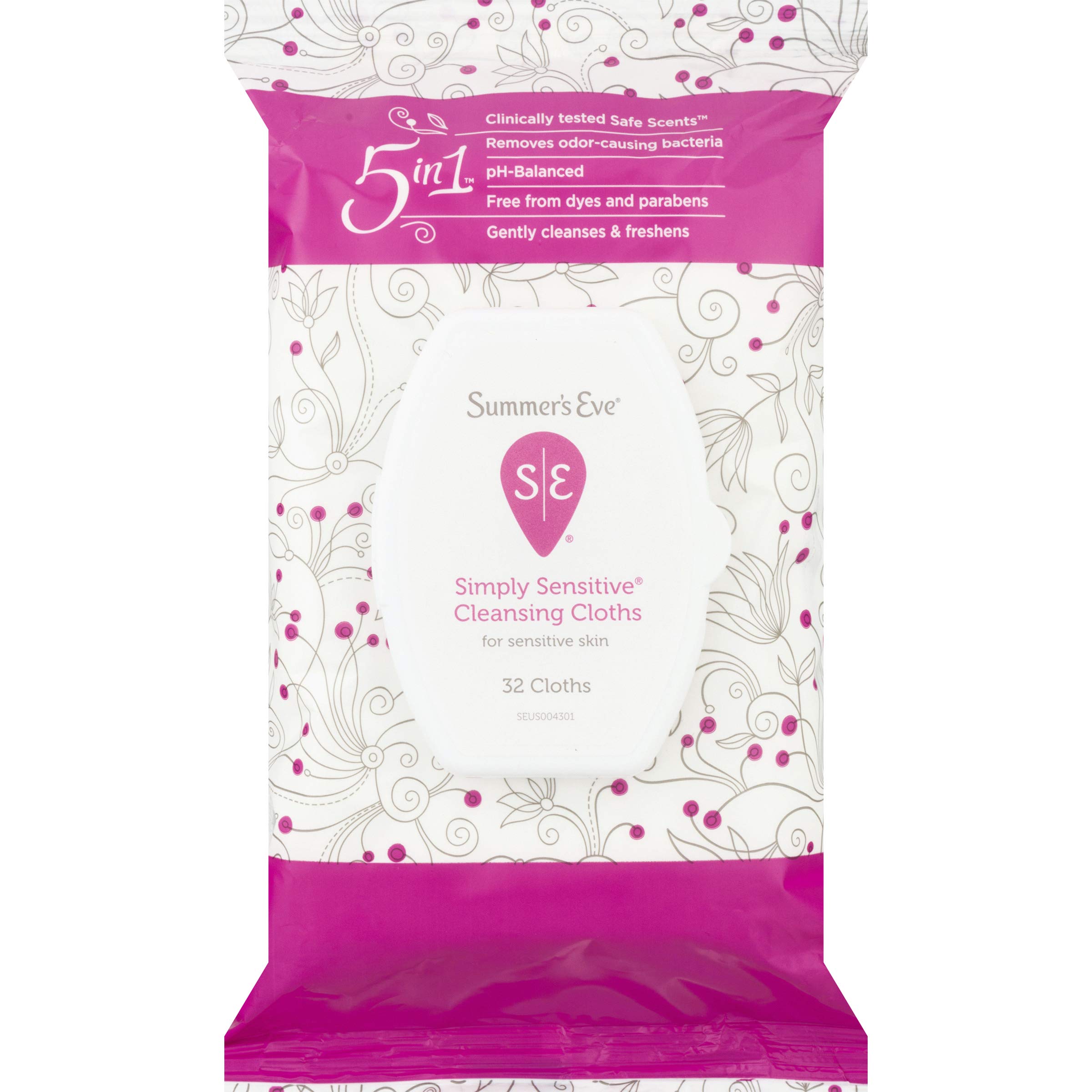 Summer's Eve Simply Sensitive Cleansing Cloths for Sensitive Skin PH