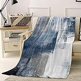 Blue Grey Abstract Throw Blanket Blue White Art Modern Painting Mottled Flannel Fleece Super Soft Fuzzy Blankets Cozy Warm Lightweight Bed Throws for Couch Sofa Travel Camping 40"x50"