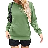 AUSELILY Women’s Crewneck Hoodless Sweatshirt Oversized Long Sleeve Pullover Tops with Pockets 2025 New X Decoration