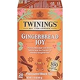 Twinings Gingerbread Joy Black Tea Individually Wrapped Bags, 20 Count (Pack of 1), Ginger &amp; Cinnamon, Caffeinated, Enjoy Hot or Iced, 20 Teabags